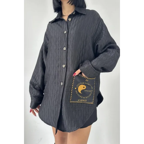 Siyah Cepli Kapitone Gömlek