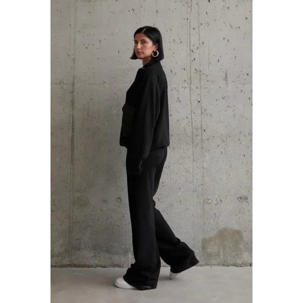 Siyah Cepli Triko Ceket Ve Pantolon Takım