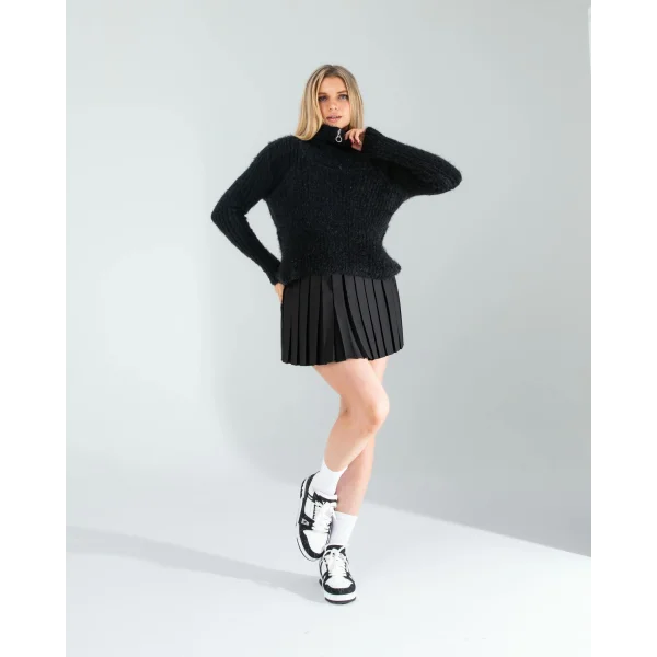 Siyah Fermuarlı Sakal Triko