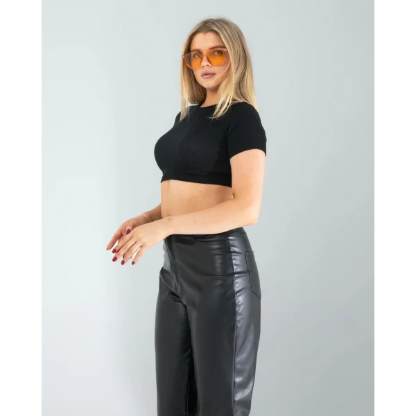 Siyah Fitilli Kaşkorse Mini Bluz