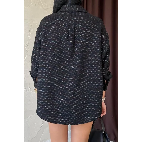 Siyah Işıltılı Gömlek