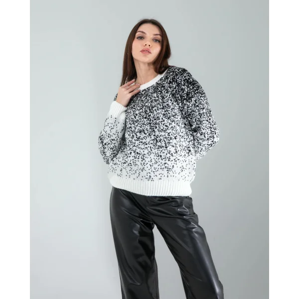 Siyah Kar Tanesi Triko Kazak