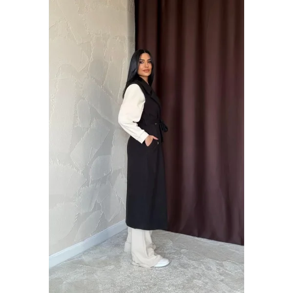 Siyah Kolsuz Kaşe Kaban