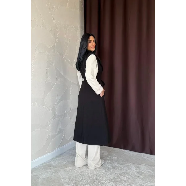 Siyah Kolsuz Kaşe Kaban