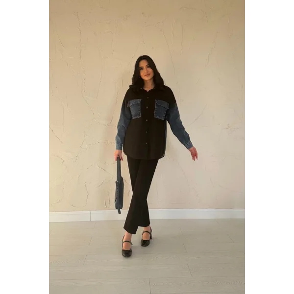 Siyah Kot Garnili Ceket