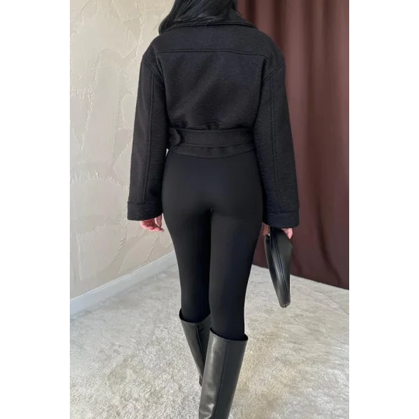 Siyah Kuşgözü Kaşe Manto