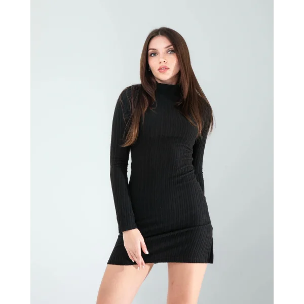 Siyah Mini Triko Elbise
