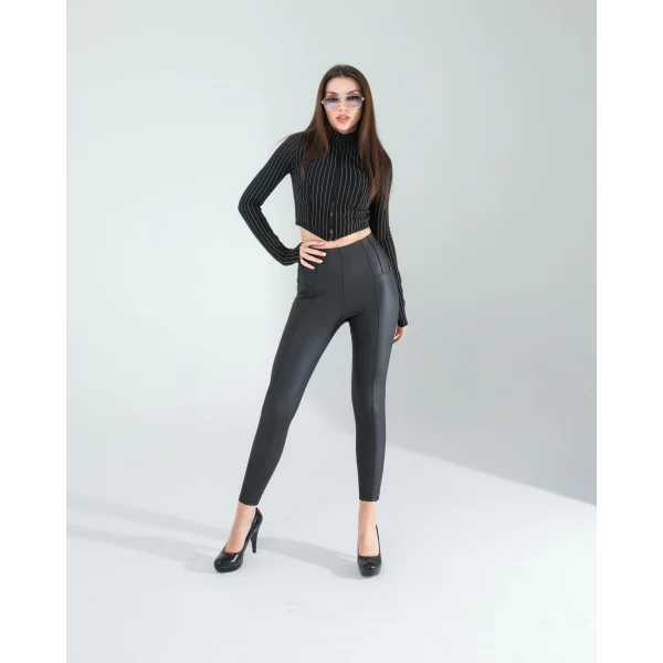 Siyah Nevru Deri Tayt