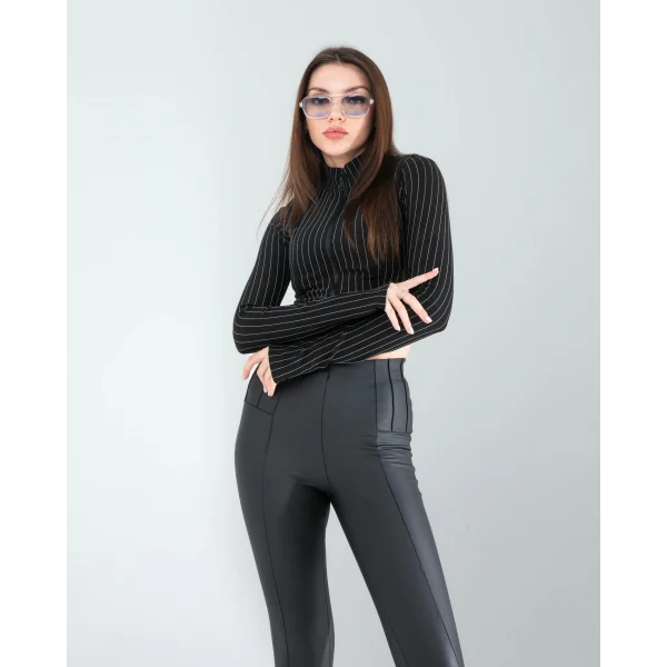 Siyah Nevru Deri Tayt