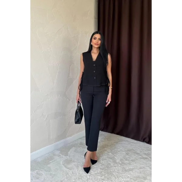Siyah Pensli Pantolon