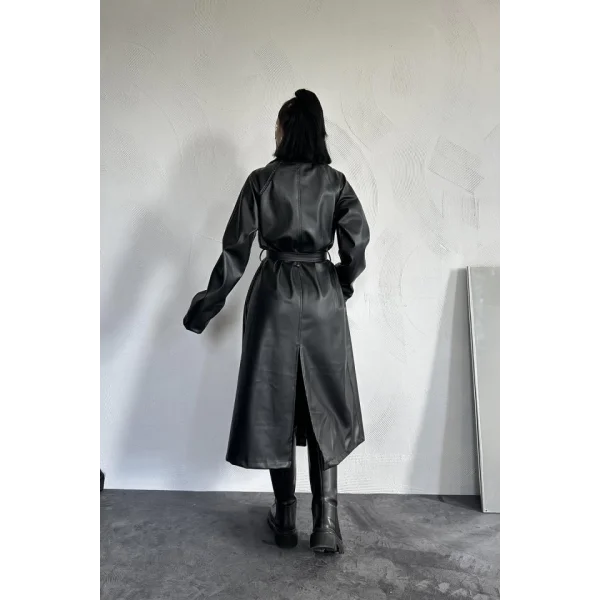 Siyah Reglan Kol Trençkot