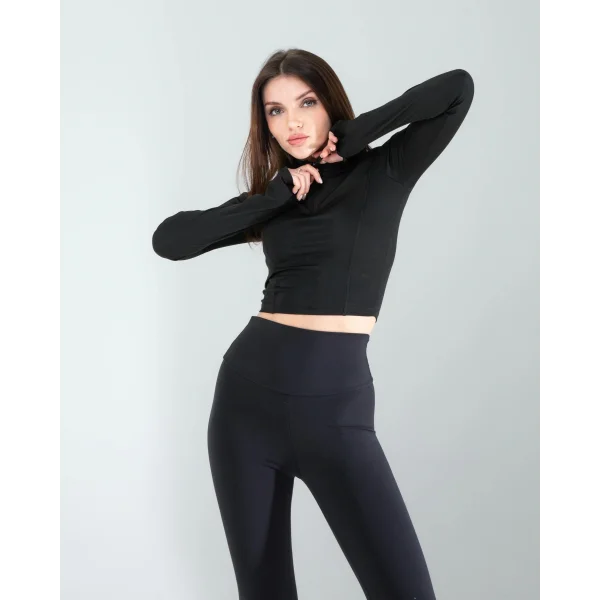 Siyah Renkli Parmak Geçmeli Spor Body