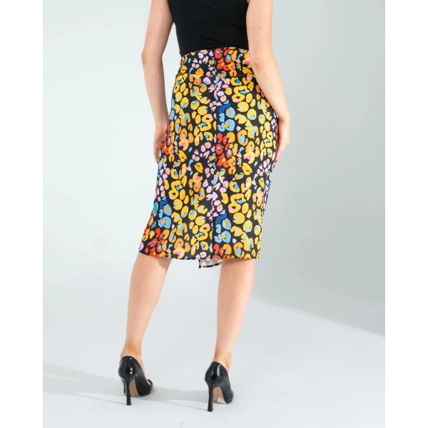 Siyah Şal Detay Yandan Yırtmaçlı Etek