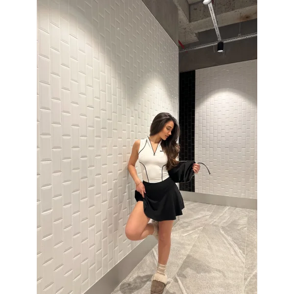 Siyah Scuba Şort Etek