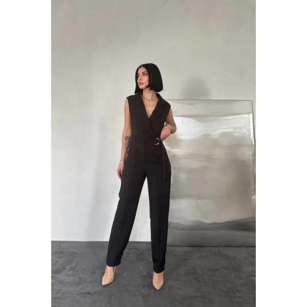 Siyah Sıfır Kol Atlas Tulum