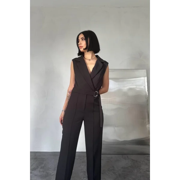 Siyah Sıfır Kol Atlas Tulum