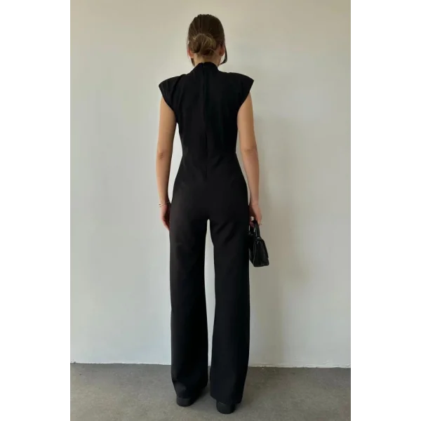 Siyah Vatkalı Dik Yaka Tulum