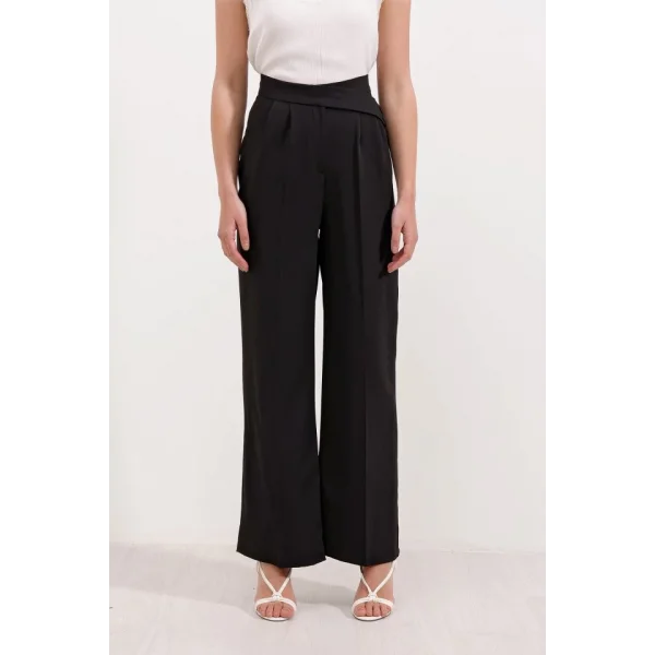 Siyah Yüksek Bel Palazzo Pantolon 6646