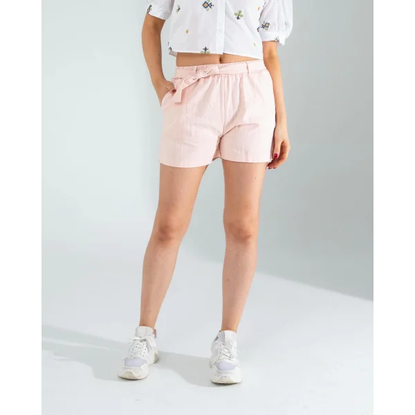 Somon Mng Beli Kuşaklı Keten Şort