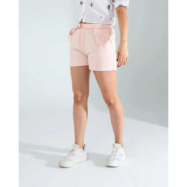 Somon Mng Beli Kuşaklı Keten Şort