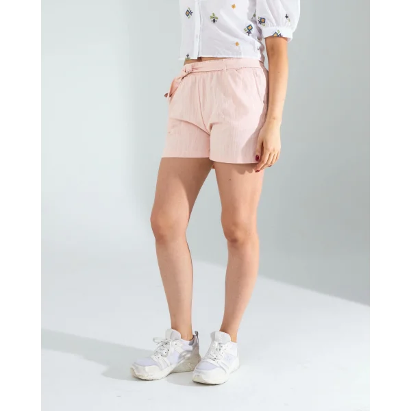 Somon Mng Beli Kuşaklı Keten Şort