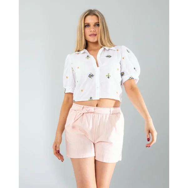 Somon Mng Beli Kuşaklı Keten Şort