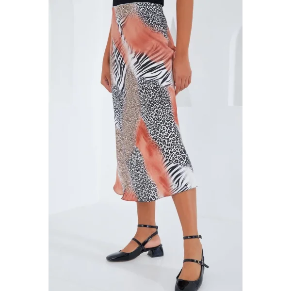 Somon Siyah Desenli Saten Etek 15806