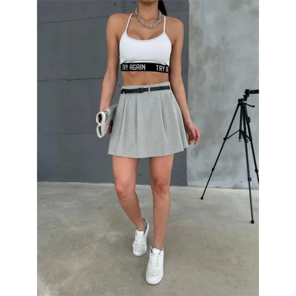 ŞORT ETEK - Gri