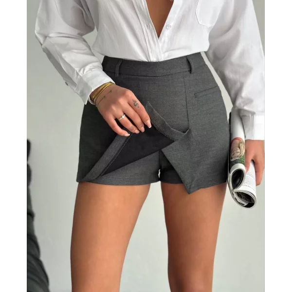 Şortlu Etek - Gri