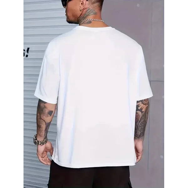 Sporda Günlük Hayata Giyilebilir GYM Baskılı Oversize Bisiklet Yaka Erkek T-shirt - Beyaz