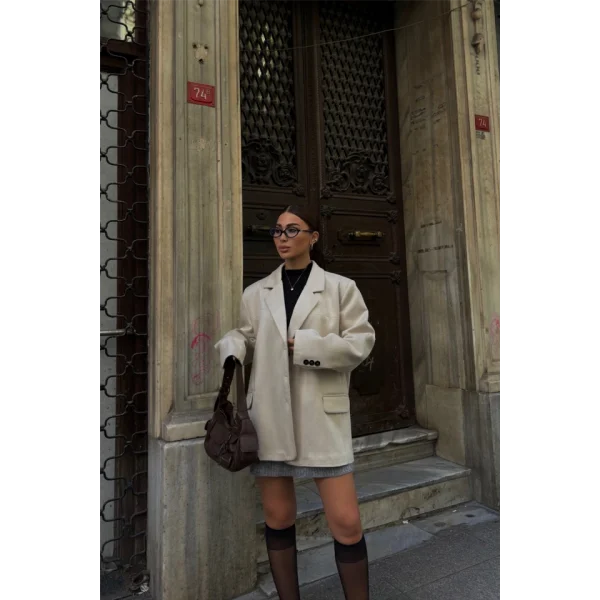 SÜET BLAZER CEKET 3 DÜĞME  Bej