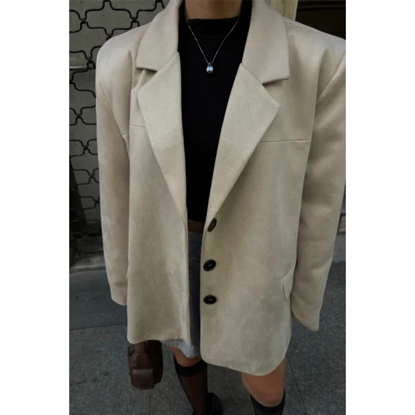 SÜET BLAZER CEKET 3 DÜĞME  Bej