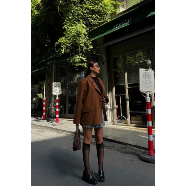 SÜET BLAZER CEKET 3 DÜĞME  Taba