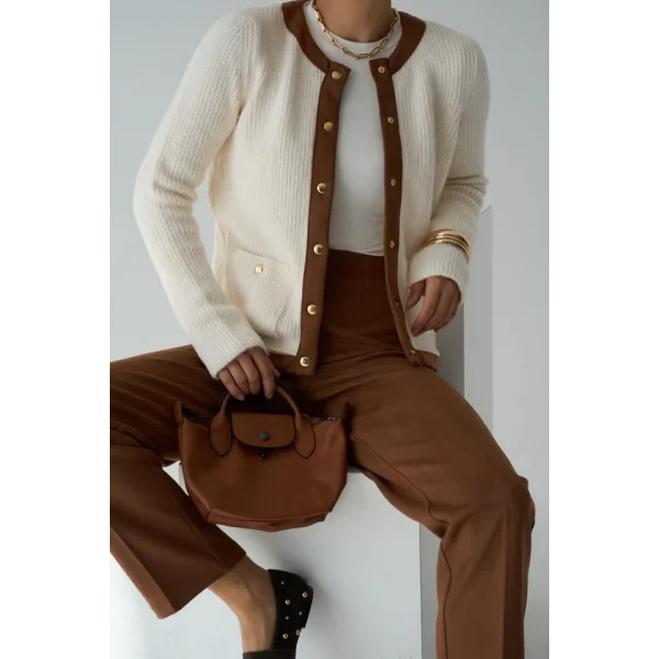 Süetli Hırka  Krem