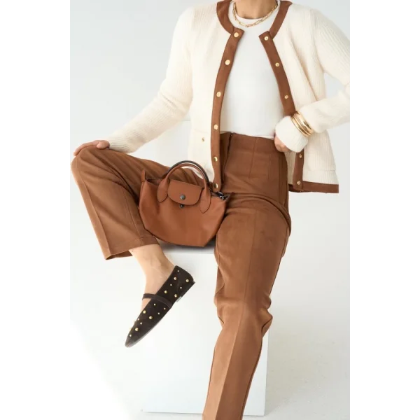 Süetli Hırka  Krem