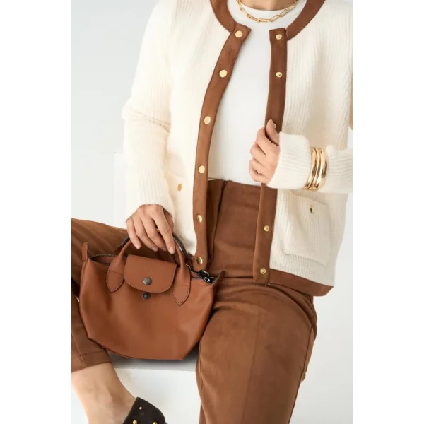 Süetli Hırka  Krem