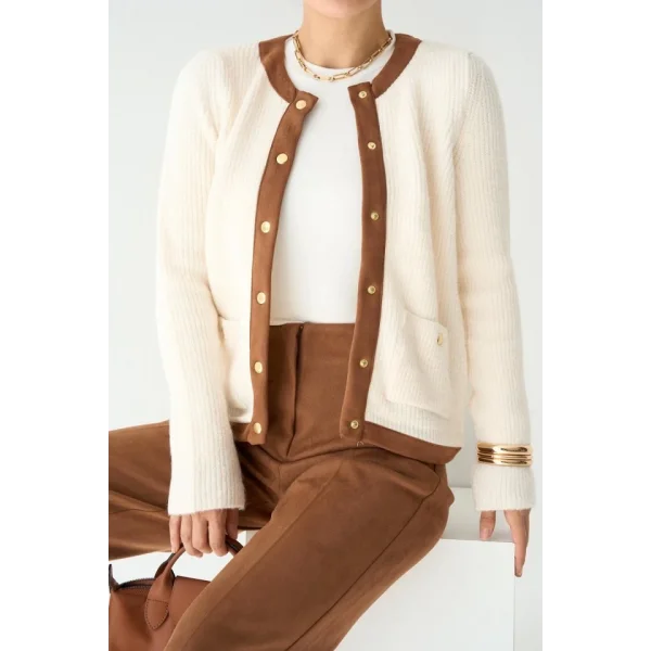 Süetli Hırka  Krem