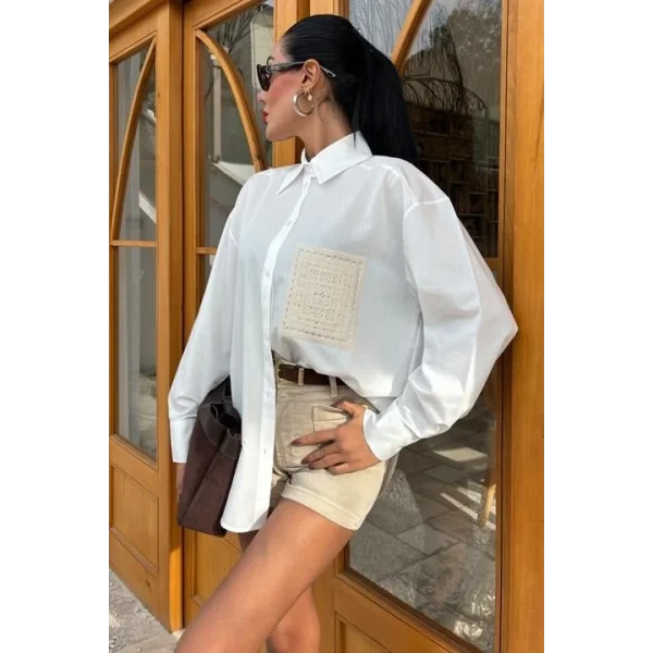 Süzine Cepli Arkası Yırtmaçlı Oversize Gömlek 3420