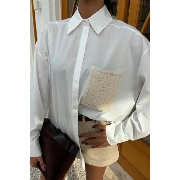 Süzine Cepli Arkası Yırtmaçlı Oversize Gömlek 3420