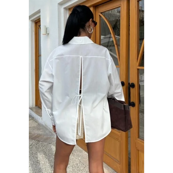 Süzine Cepli Arkası Yırtmaçlı Oversize Gömlek 3420