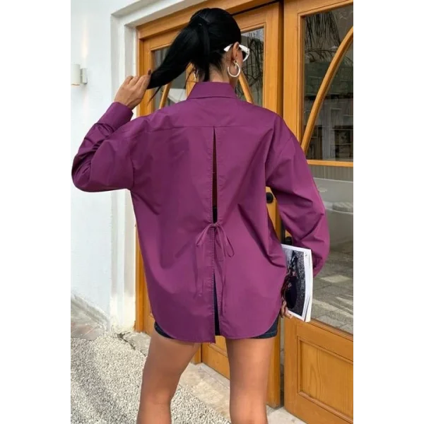 Süzine Cepli Arkası Yırtmaçlı Oversize Gömlek 3420