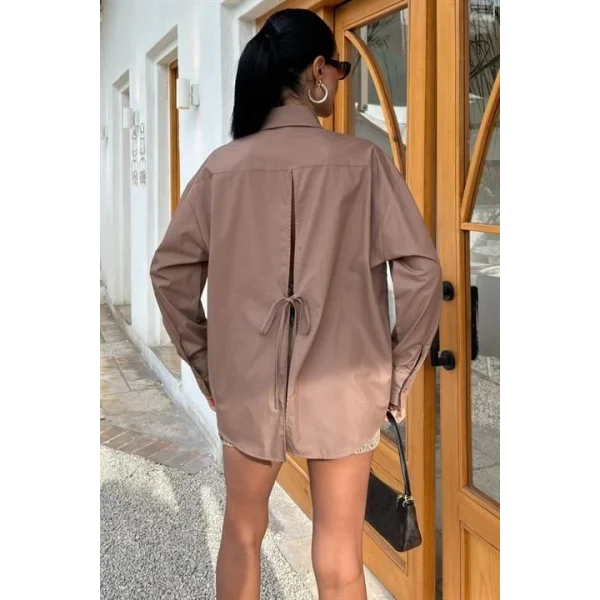 Süzine Cepli Arkası Yırtmaçlı Oversize Gömlek 3420