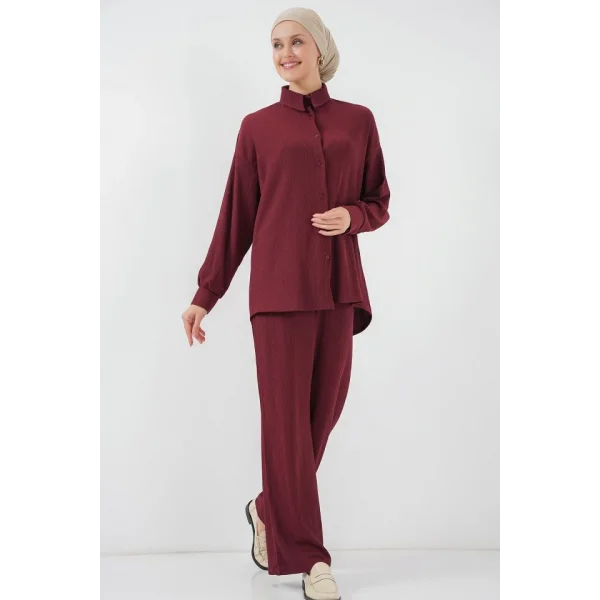 T5858 Örme Tesettür İkili Takım - Mürdüm