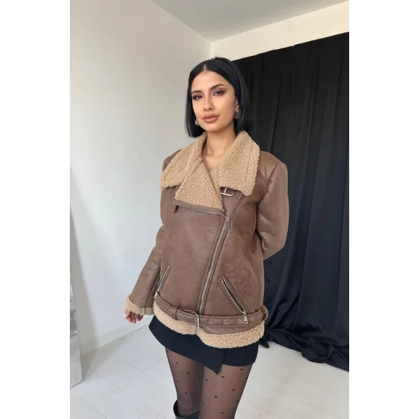 Taba Apoletli Kürklü Ceket