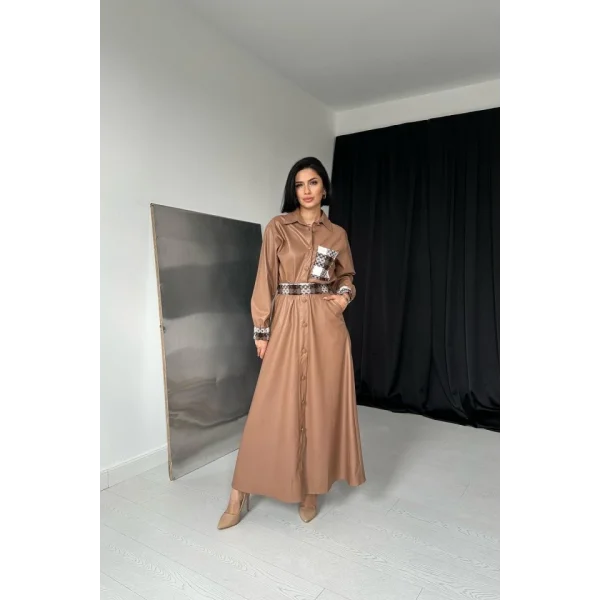 Taba Garnili Etekli Deri Takım