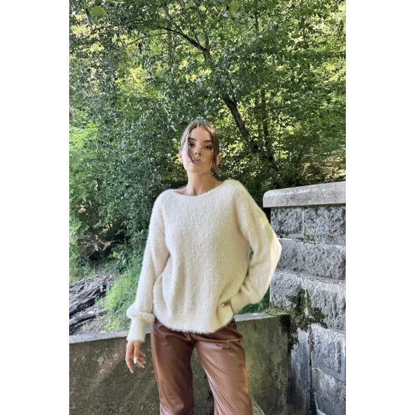 Taş Baklava Desenli Triko Kazak