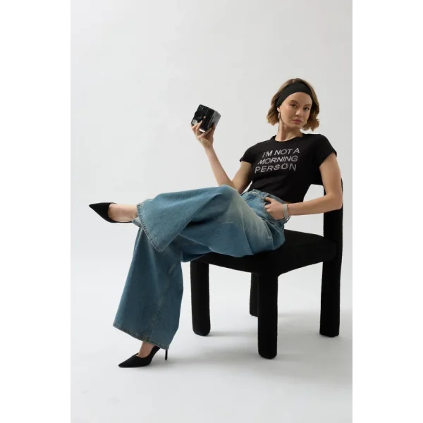 Taş Detay Crop T-Shirt