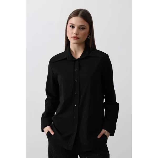 Taş Detaylı Gömlek  iyah