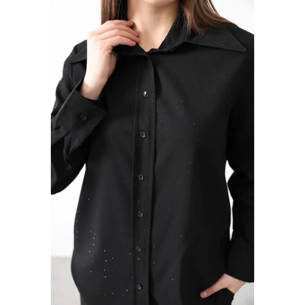 Taş Detaylı Gömlek  iyah
