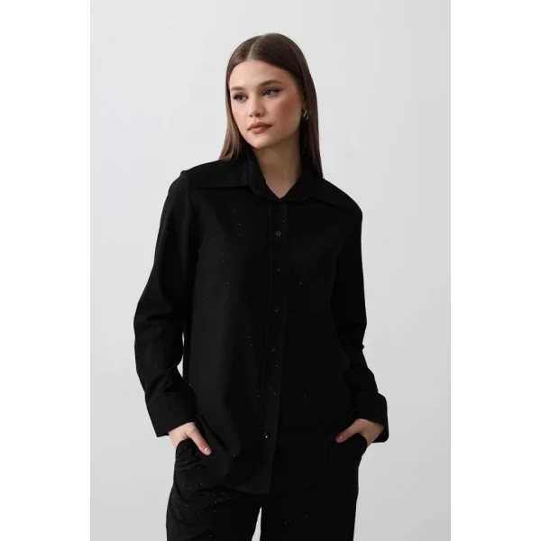 Taş Detaylı Gömlek  iyah